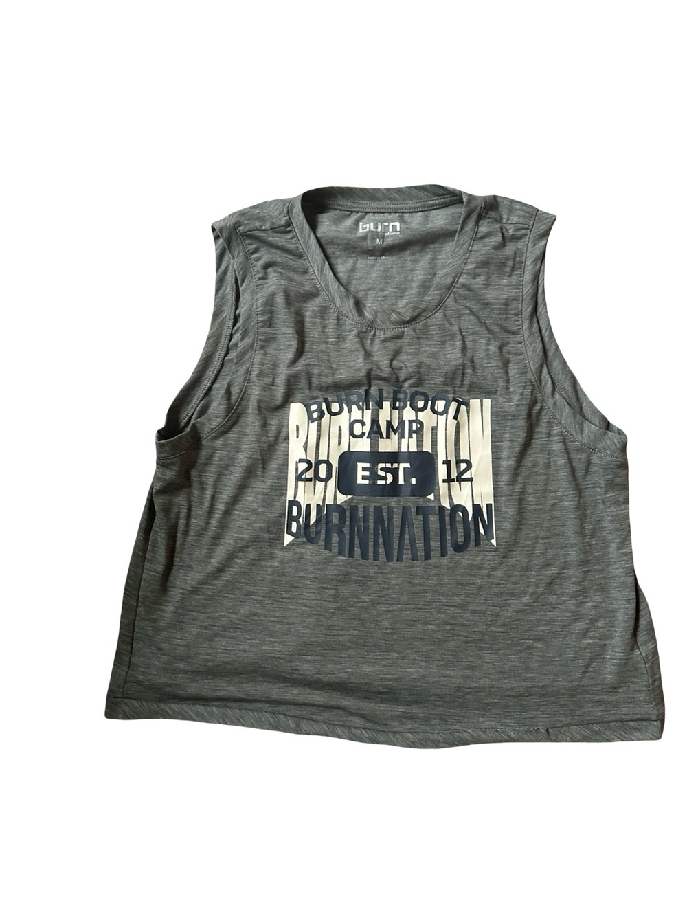Burn Boot Camp Gray Graphic Muscle Tank Top